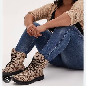 Torrid lace up combat boots 8.5W Animal Print